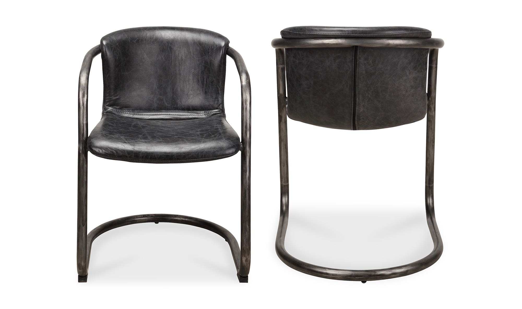 Freeman Dining Chair Onyx Black Leather - Set Of Two by Moe's Home Collection - view 11