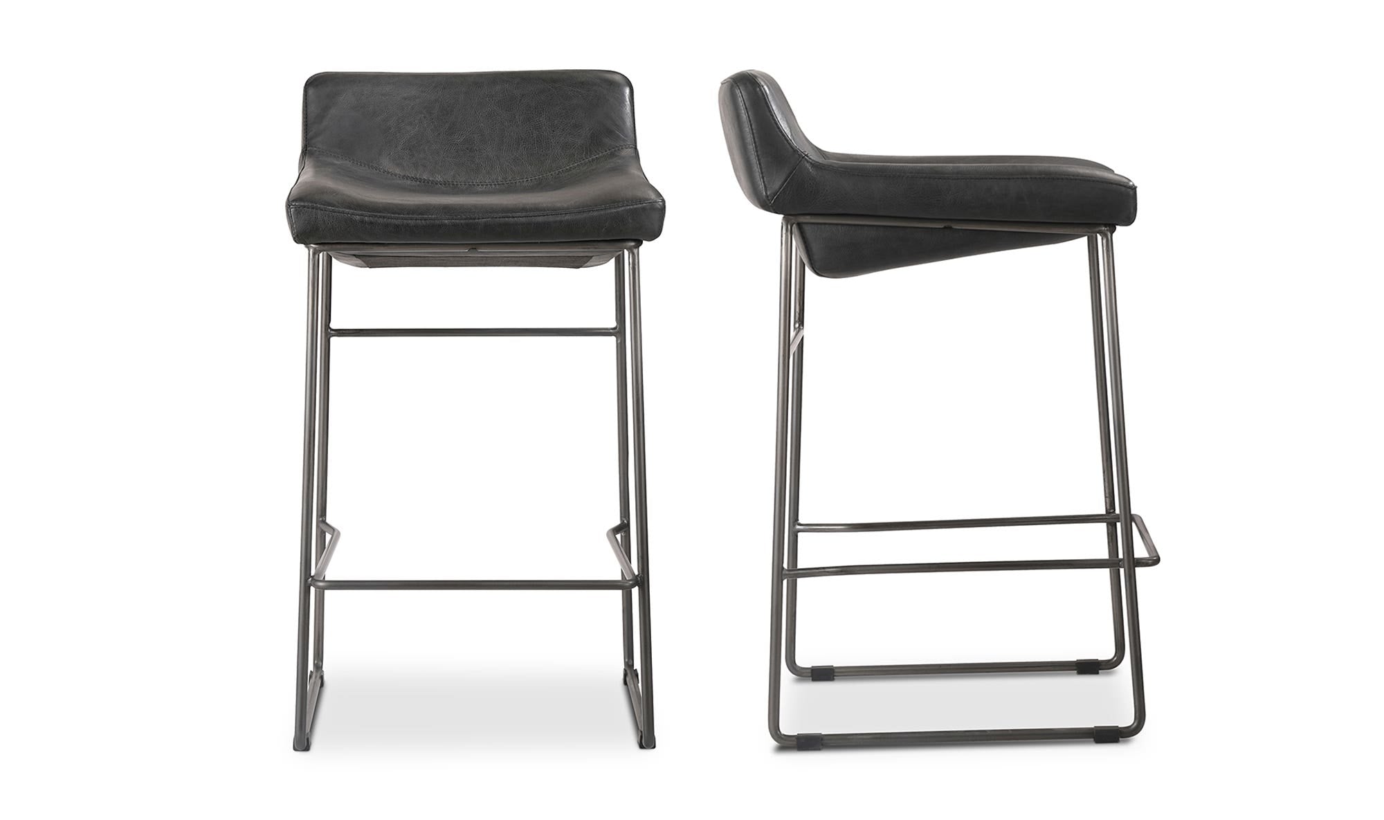 Starlet Counter Stool Onyx Black Leather - Set Of Two by Moe's Home Collection - view 14