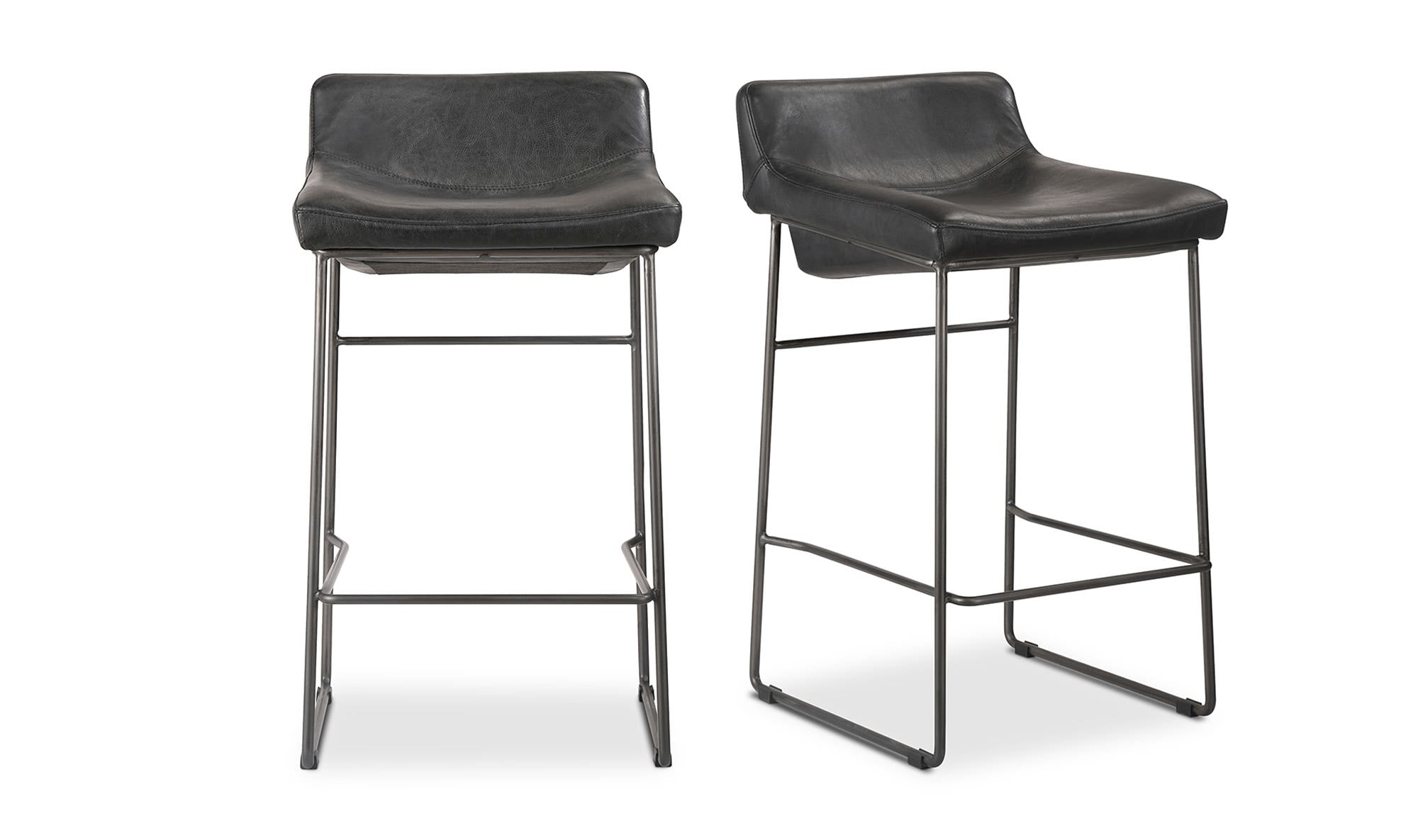 Starlet Counter Stool Onyx Black Leather - Set Of Two by Moe's Home Collection - view 17