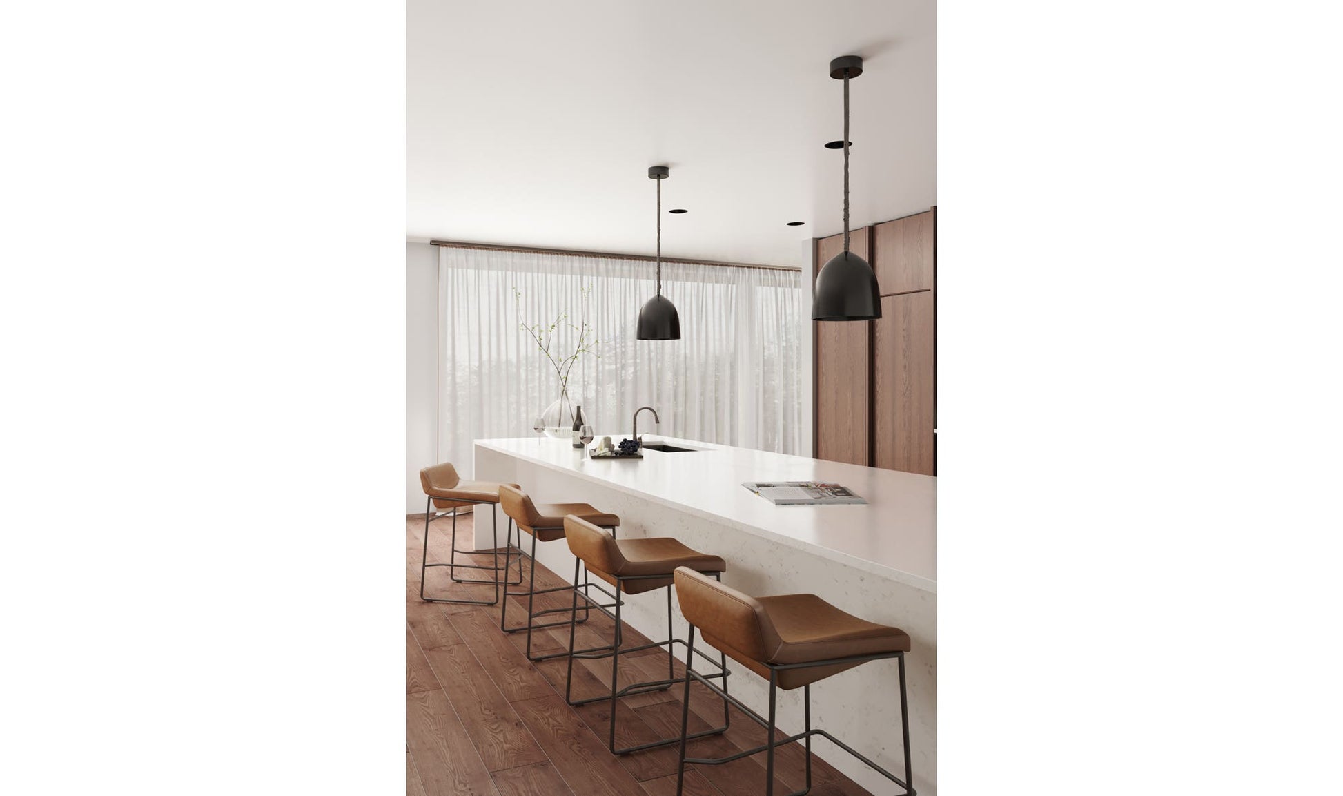 Starlet Counter Stool Open Road Brown Leather - Set Of Two by Moe's Home Collection - view 14
