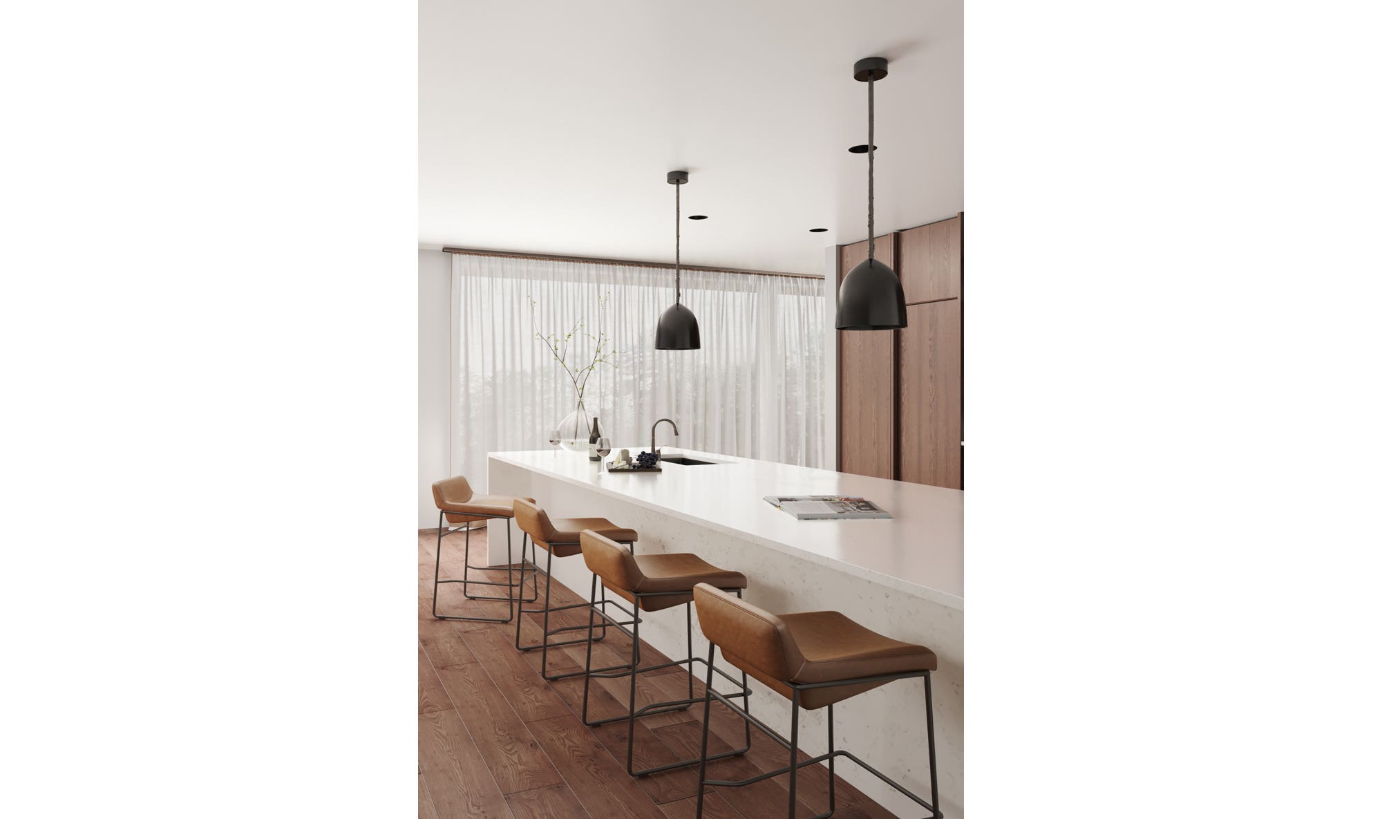 Starlet Counter Stool Open Road Brown Leather - Set Of Two by Moe's Home Collection - view 14