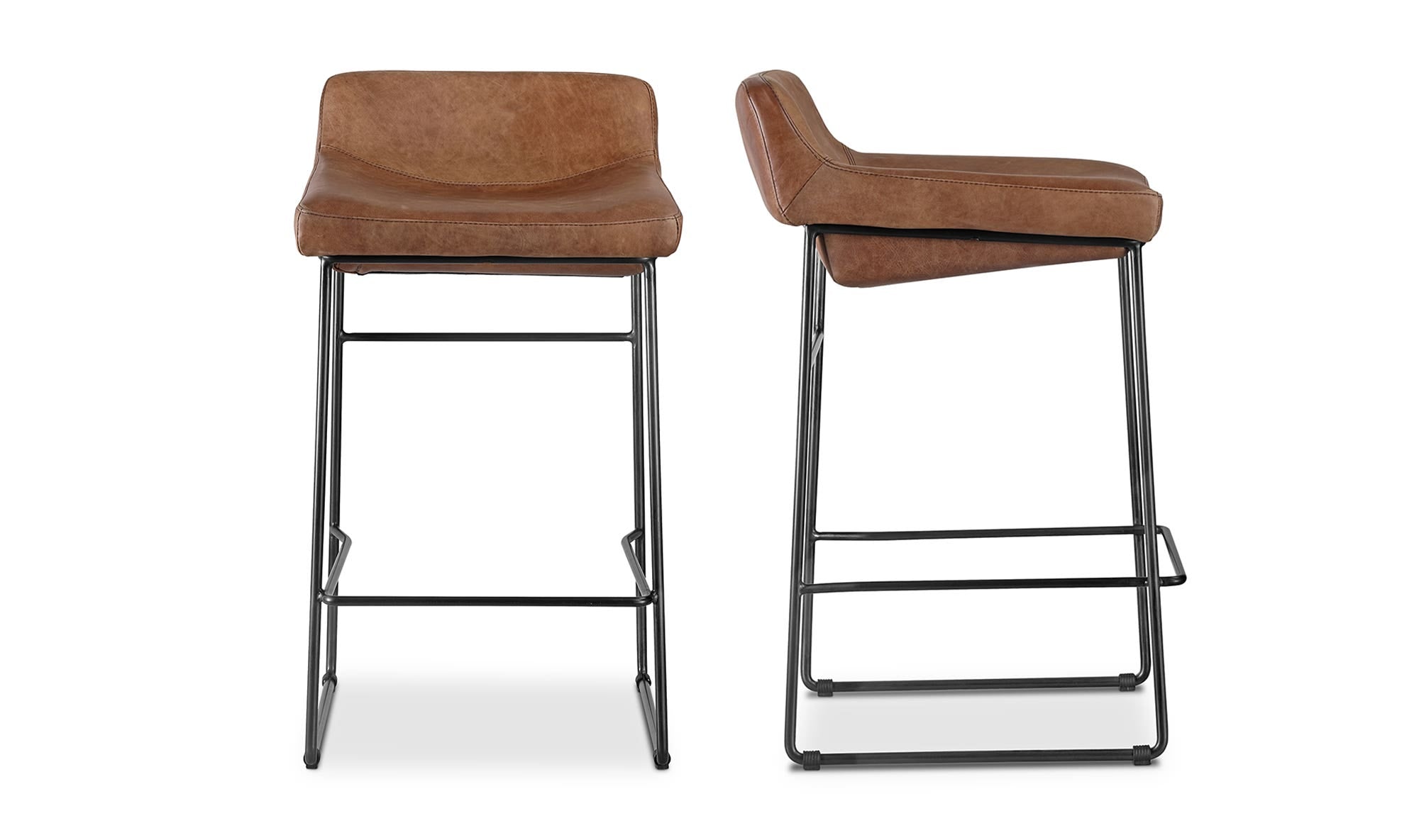 Starlet Counter Stool Open Road Brown Leather - Set Of Two by Moe's Home Collection - view 13