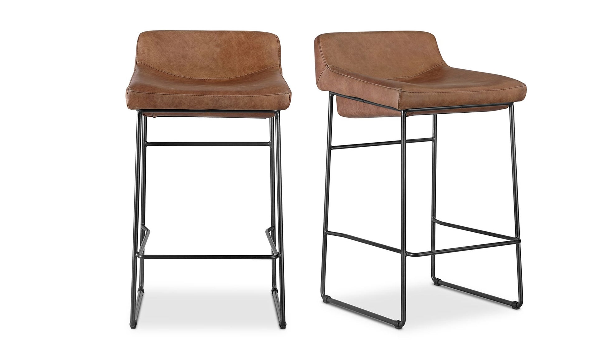 Starlet Counter Stool Open Road Brown Leather - Set Of Two by Moe's Home Collection - view 15