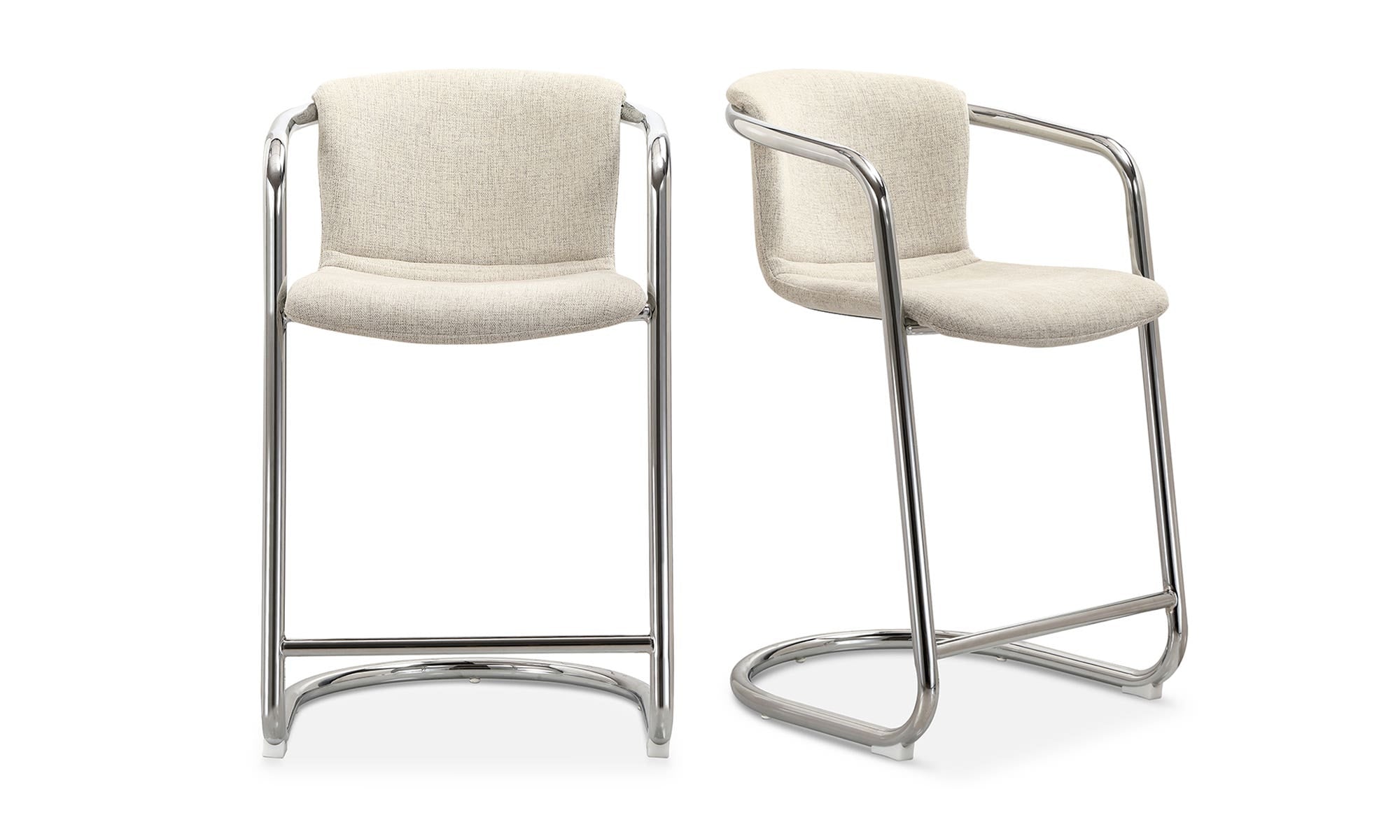 Freeman Chrome Frame Counter Stool Blended Cream - Set Of Two by Moe's Home Collection - view 12
