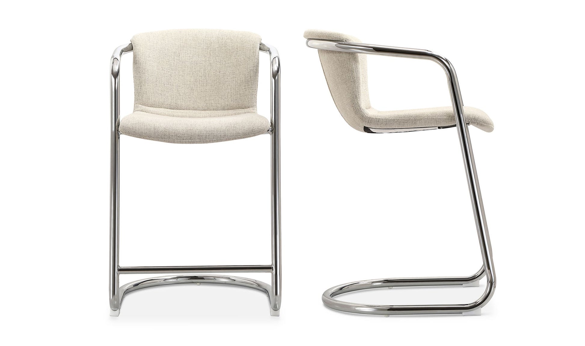 Freeman Chrome Frame Counter Stool Blended Cream - Set Of Two by Moe's Home Collection - view 15
