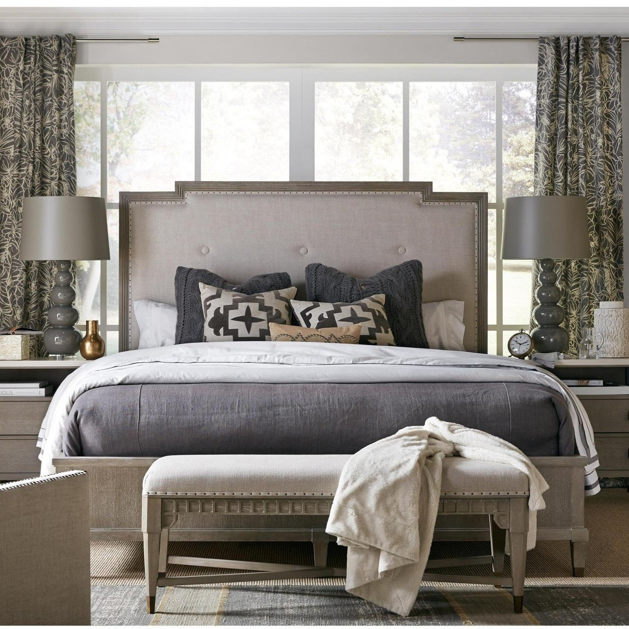 Playlist King Upholstered Panel Bed - Smoke Gray