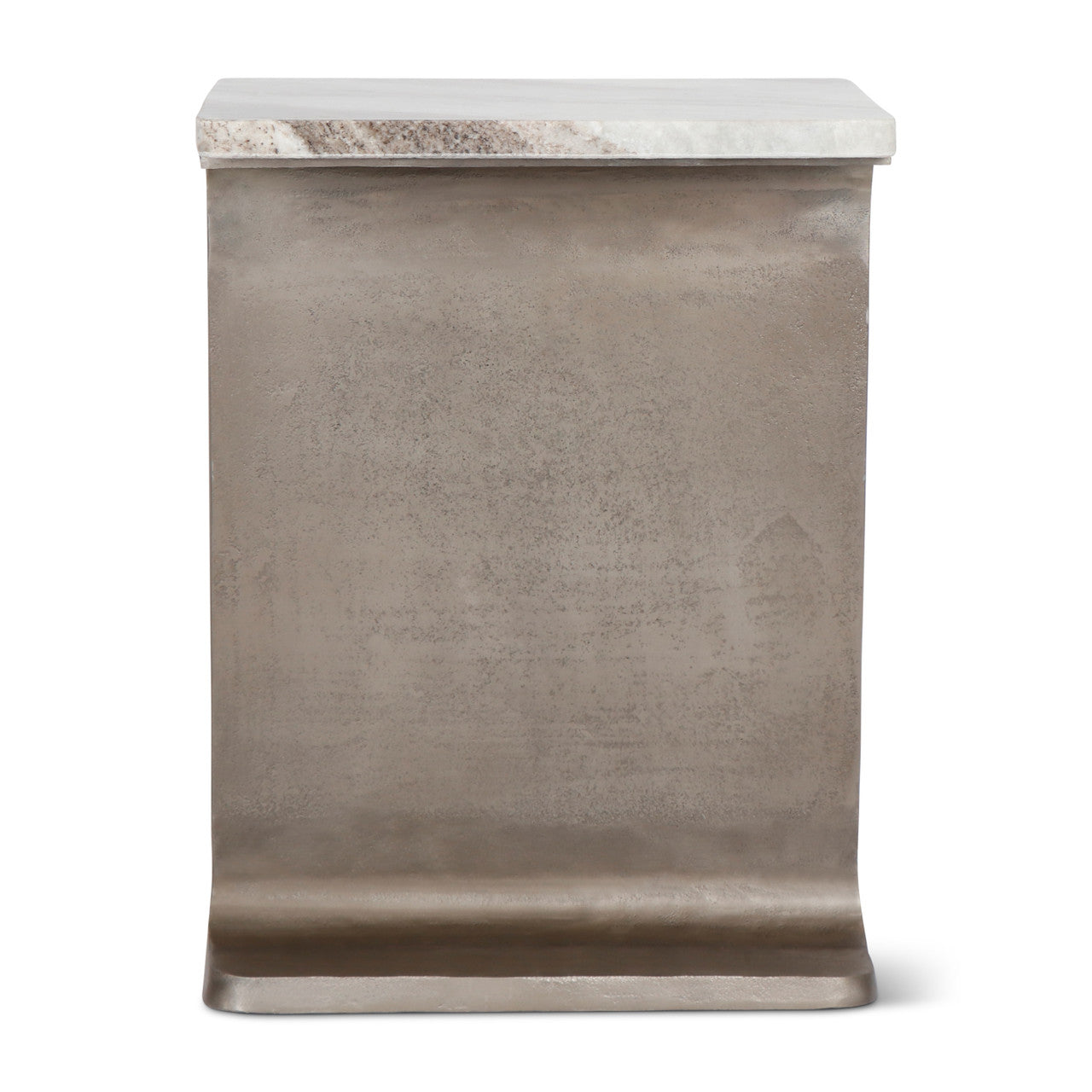 Marbelle - I-Beam Marble Side Table - Toronto Sand/Antique Nickel Finish