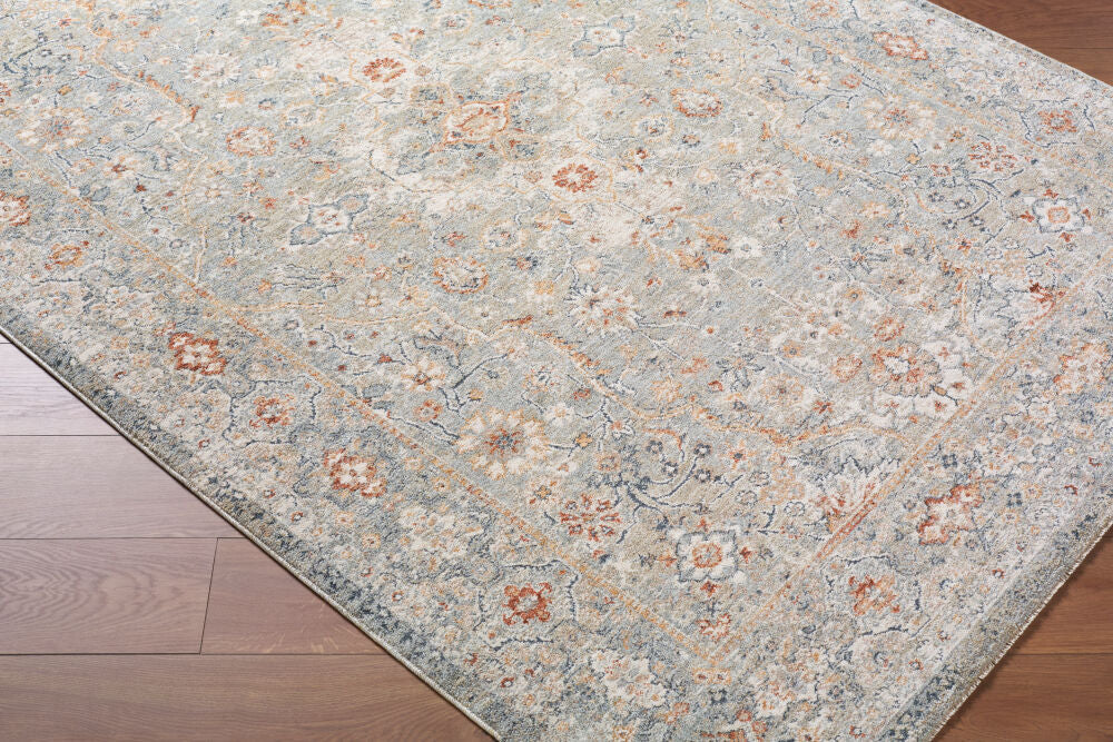 Poem Aqua/Teal Machine Woven Rug PME-2303 - corner