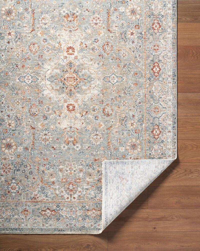 Poem Aqua/Teal Machine Woven Rug PME-2303 - fold