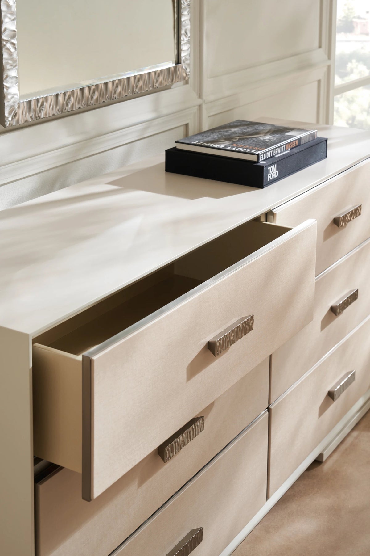 Silver Lining Dresser Almond Milk 68" by Caracole - view 3