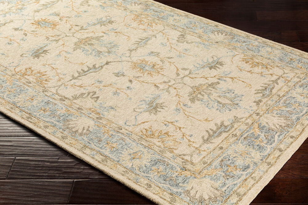 Panipat Beige/Wheat Handmade Rug - corner