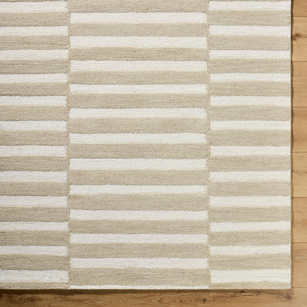 Idaho Ivory/Tan Handmade Rug - overhead
