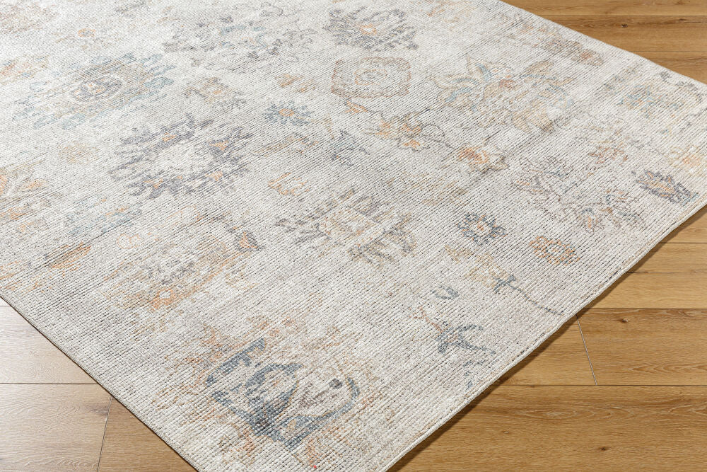 Olympic Charcoal/Tan Machine Woven Rug - corner