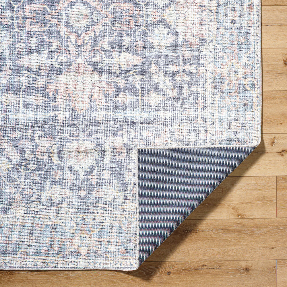 Olympic Amber/Sky Blue Machine Woven Rug - fold