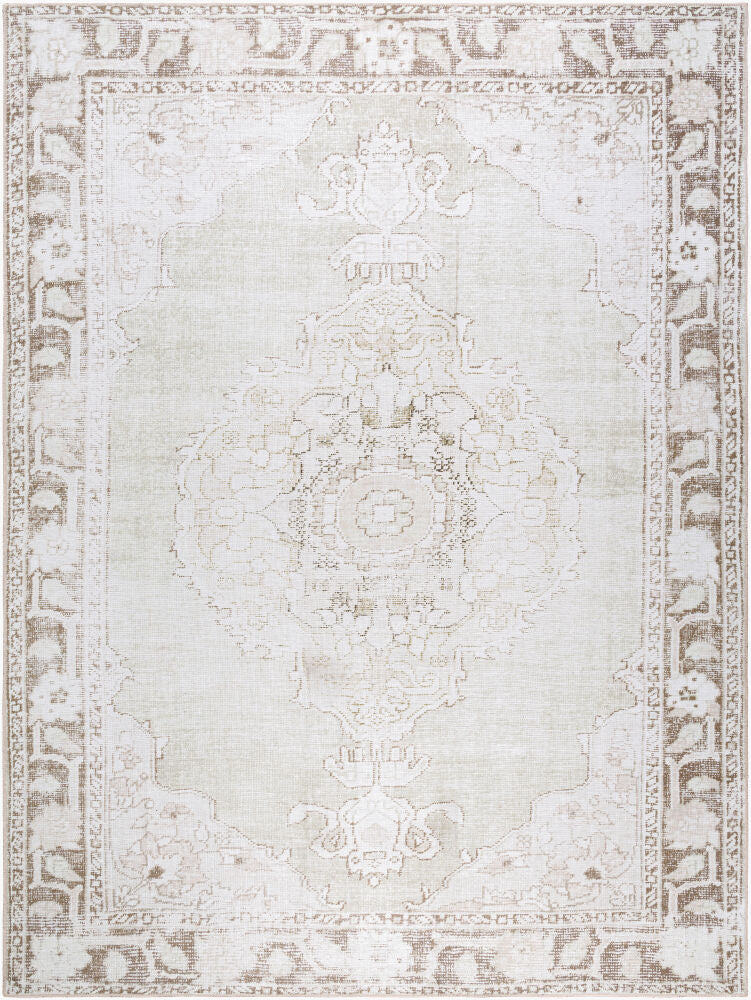 Rainier Cream/Oatmeal Machine Woven Rug - 2'7" x 10'