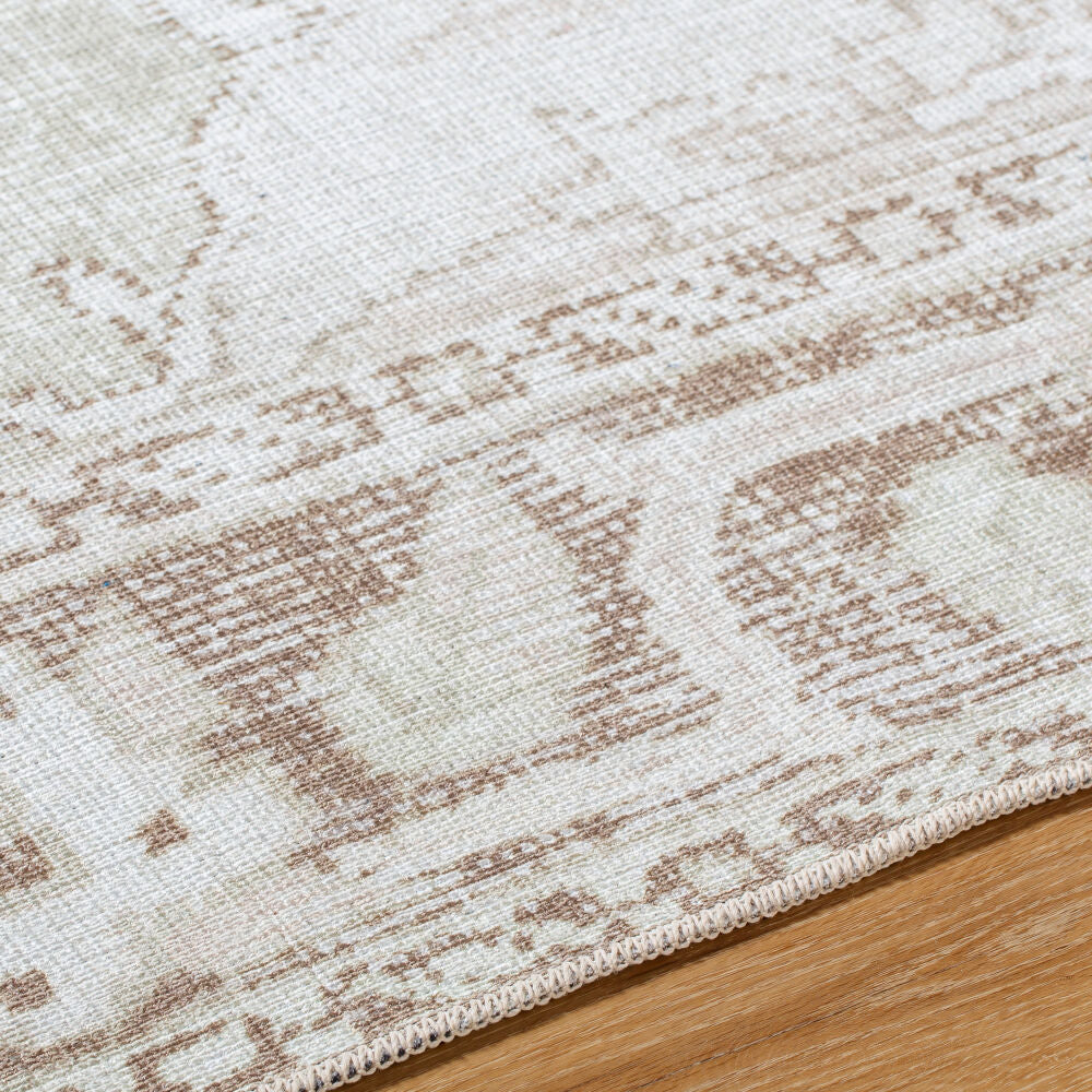 Rainier Cream/Oatmeal Machine Woven Rug - texture