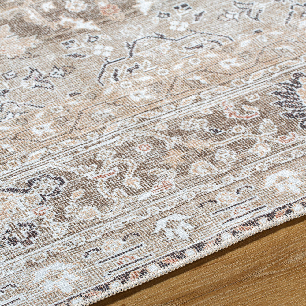 Rainier Brown/Tan Machine Woven Rug - texture