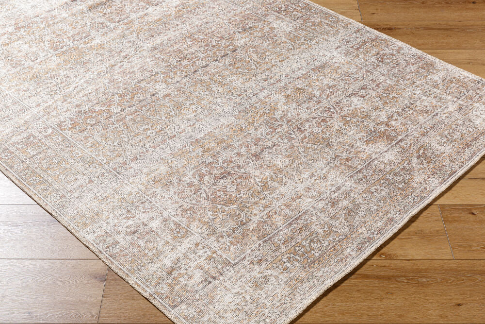 Rainier Brown/Light Brown Machine Woven Rug - corner
