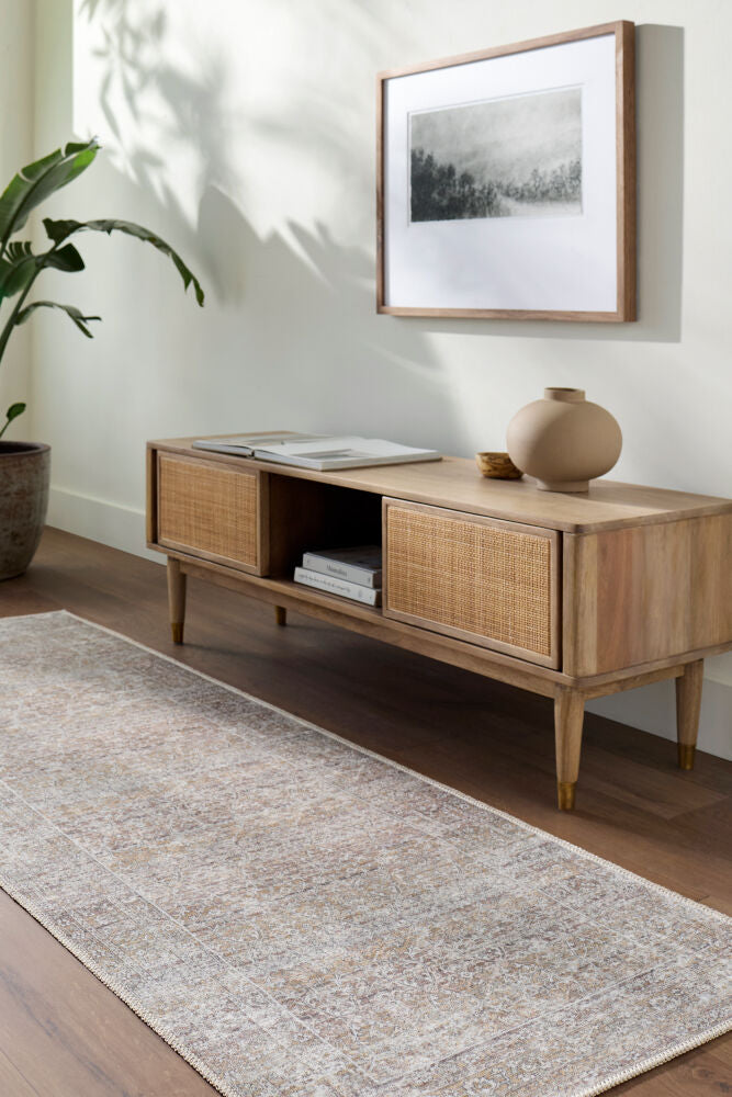 Rainier Brown/Light Brown Machine Woven Rug - roomscene