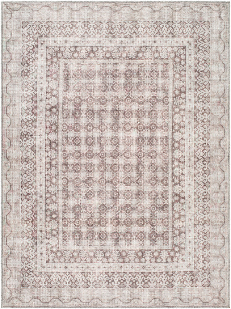 Rainier Cream/Light Brown Machine Woven Rug - 2'7" x 10'