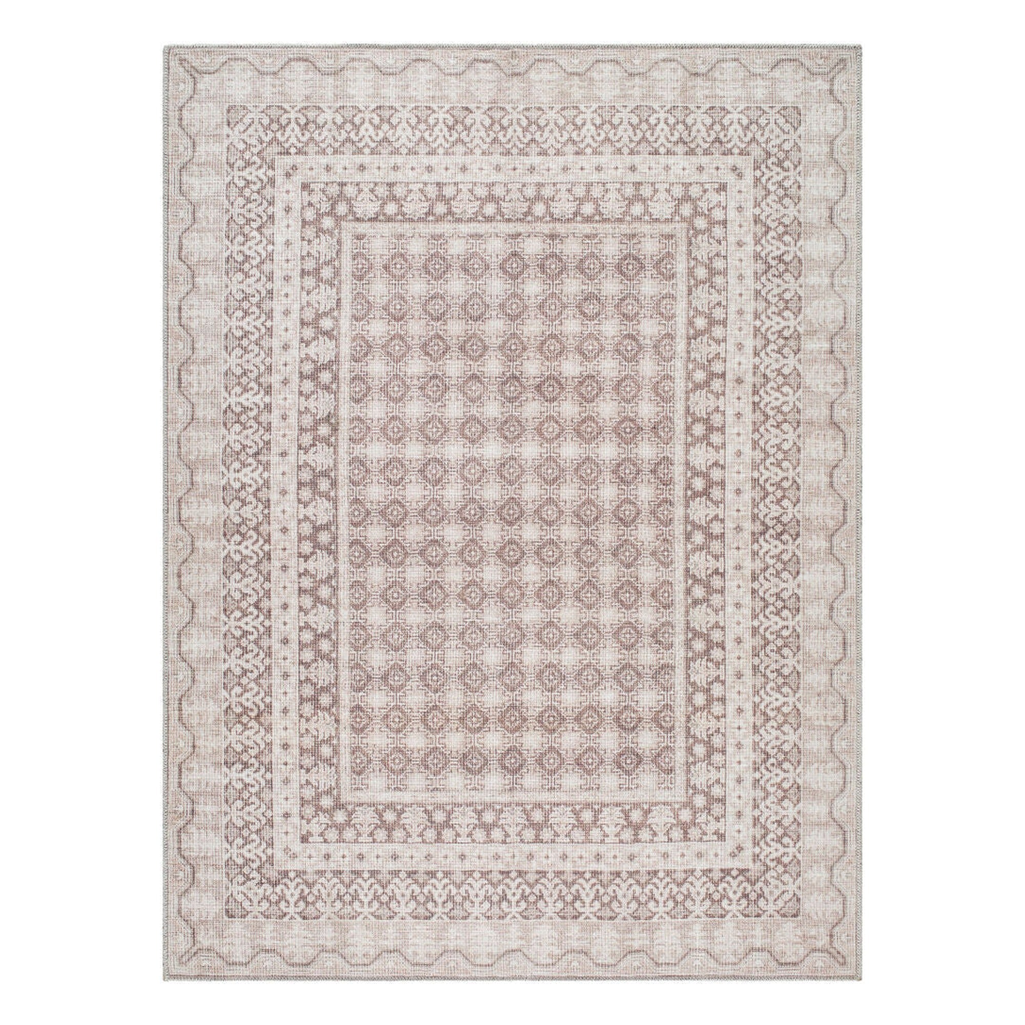 Rainier Cream/Light Brown Machine Woven Rug - 2'7" x 10'
