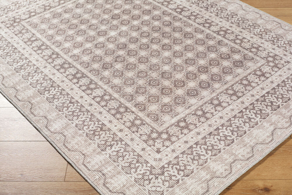 Rainier Cream/Light Brown Machine Woven Rug - corner