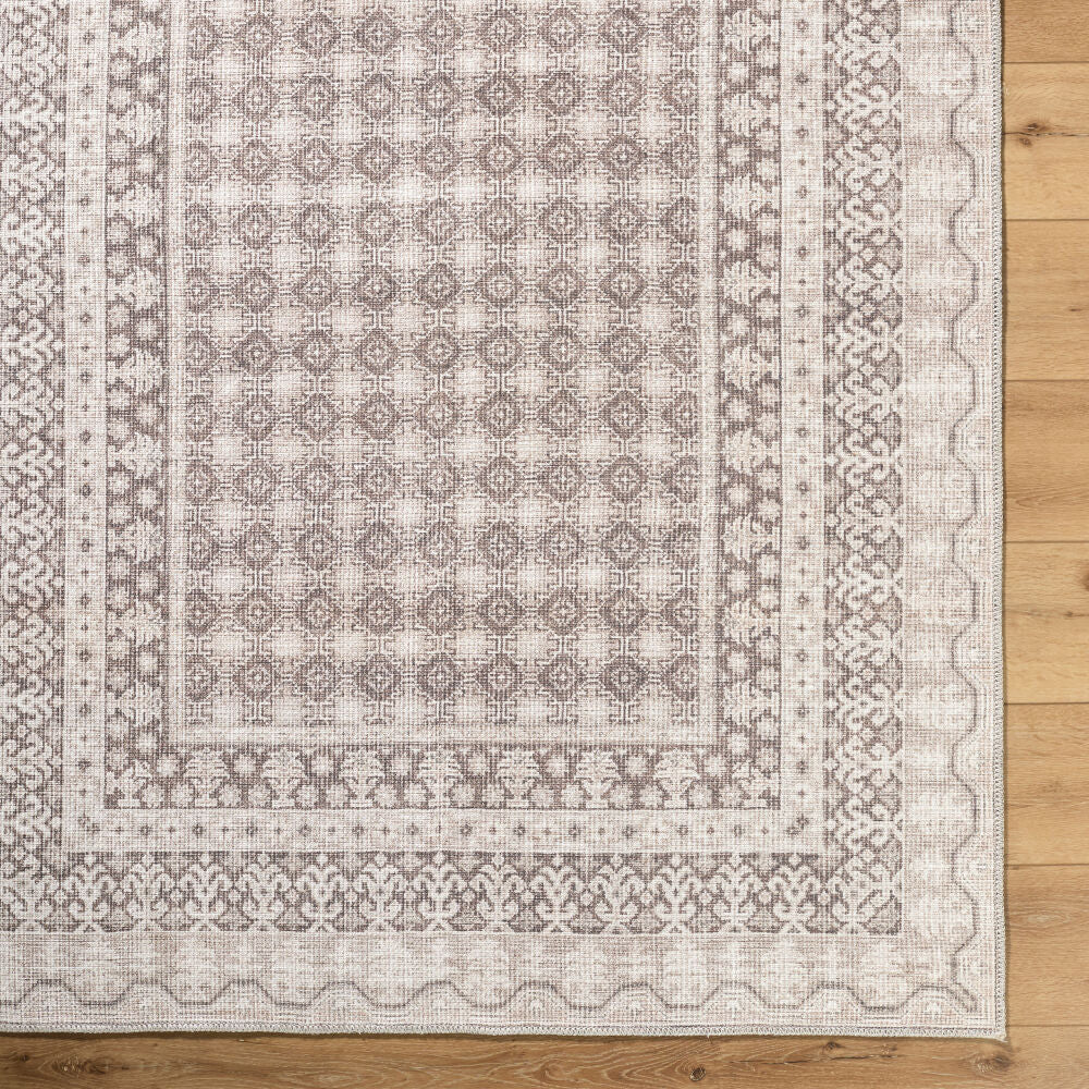 Rainier Cream/Light Brown Machine Woven Rug - overhead