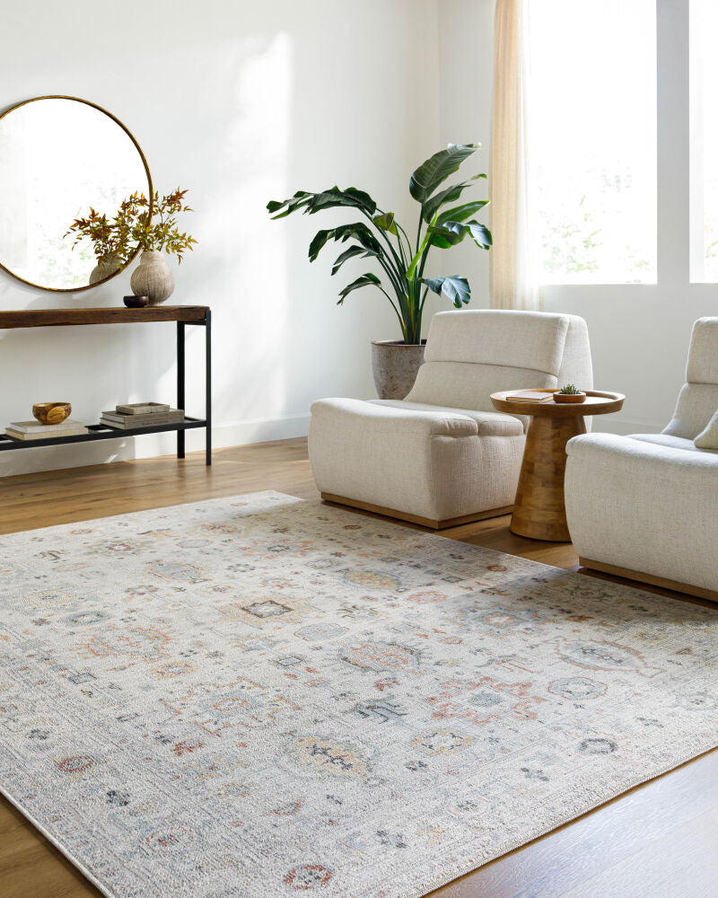 Spokane Dusty Pink/Rust Machine Woven Rug - roomscene