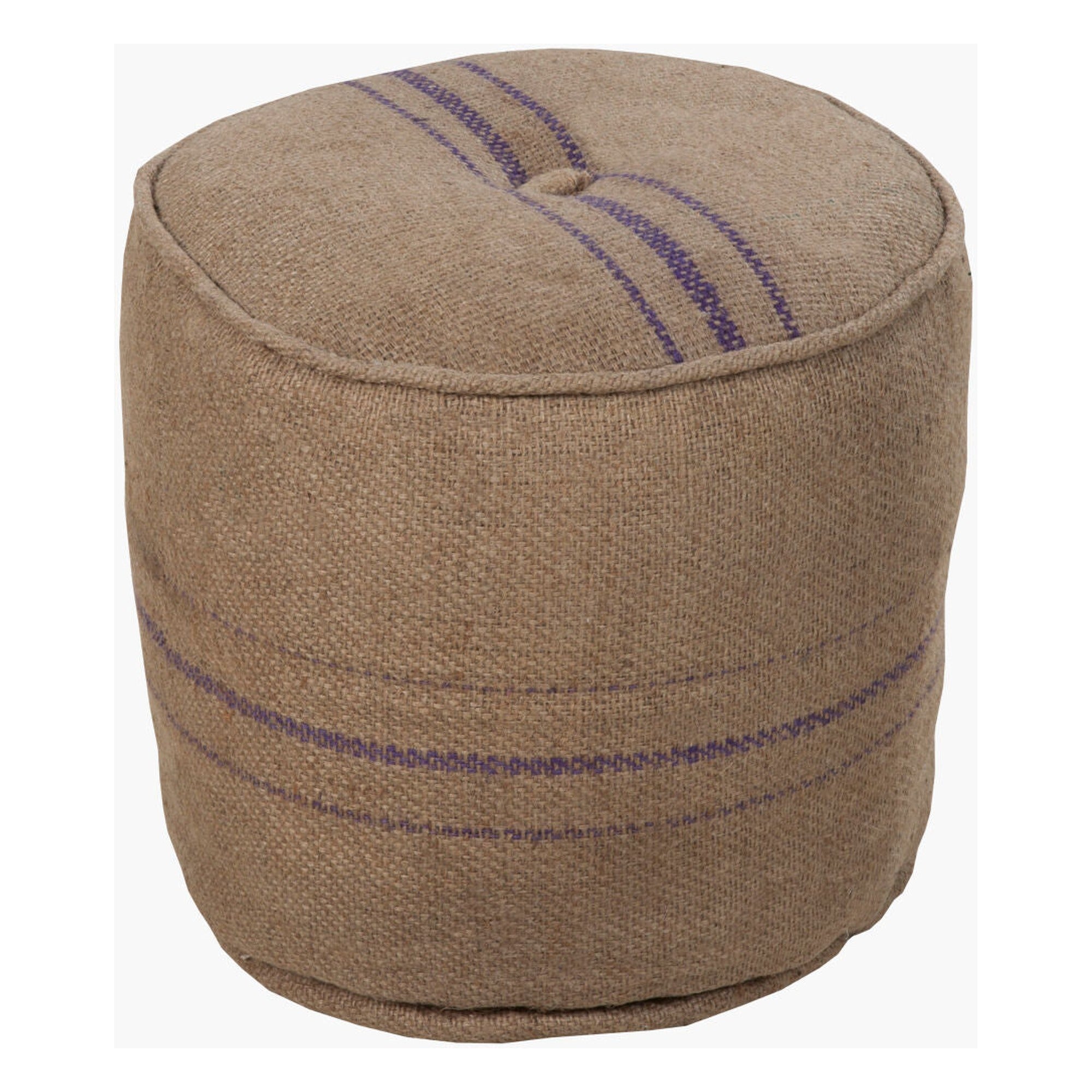 Burlap Pouf - 17"H x 18"W x 18"D