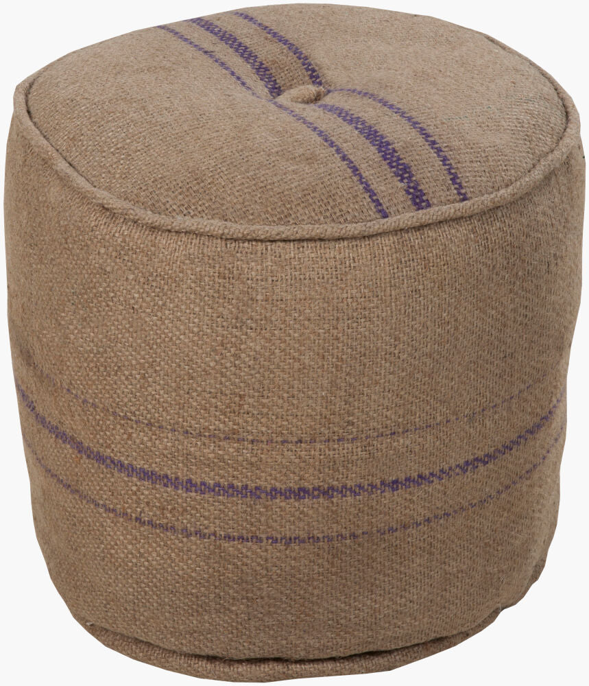 Burlap Pouf - 17"H x 18"W x 18"D