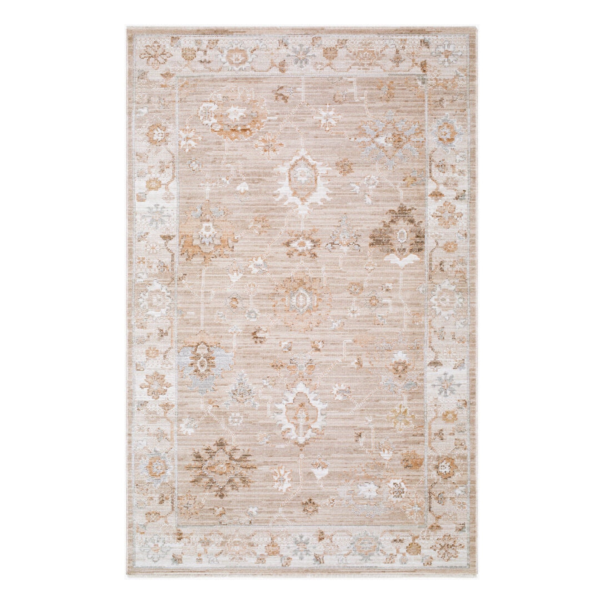 Pierre Loti Brown/Off-White Machine Woven Rug PPL-2300 - 5' x 7'9"