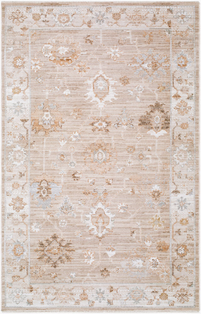 Pierre Loti Brown/Off-White Machine Woven Rug PPL-2300 - 5' x 7'9"
