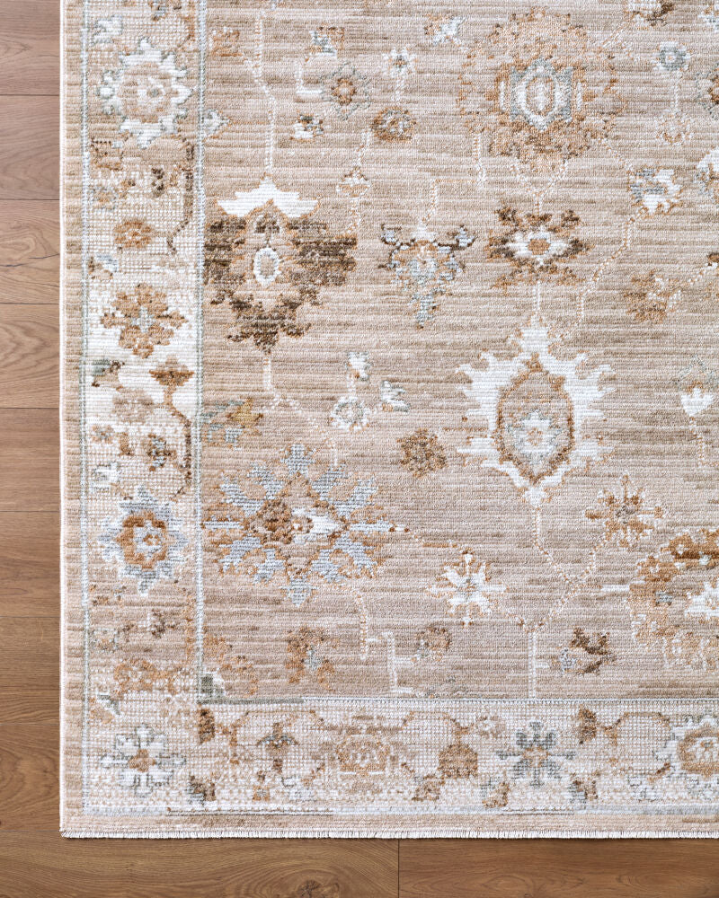 Pierre Loti Brown/Off-White Machine Woven Rug PPL-2300 - overhead