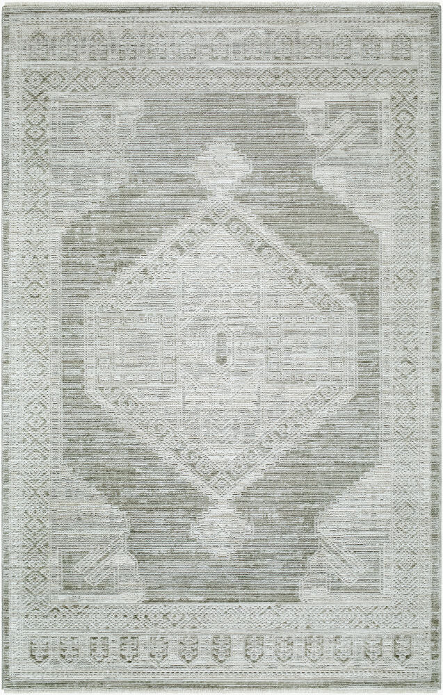 Pierre Loti Dusty Sage/Off-White Machine Woven Rug - 5' x 7'9"