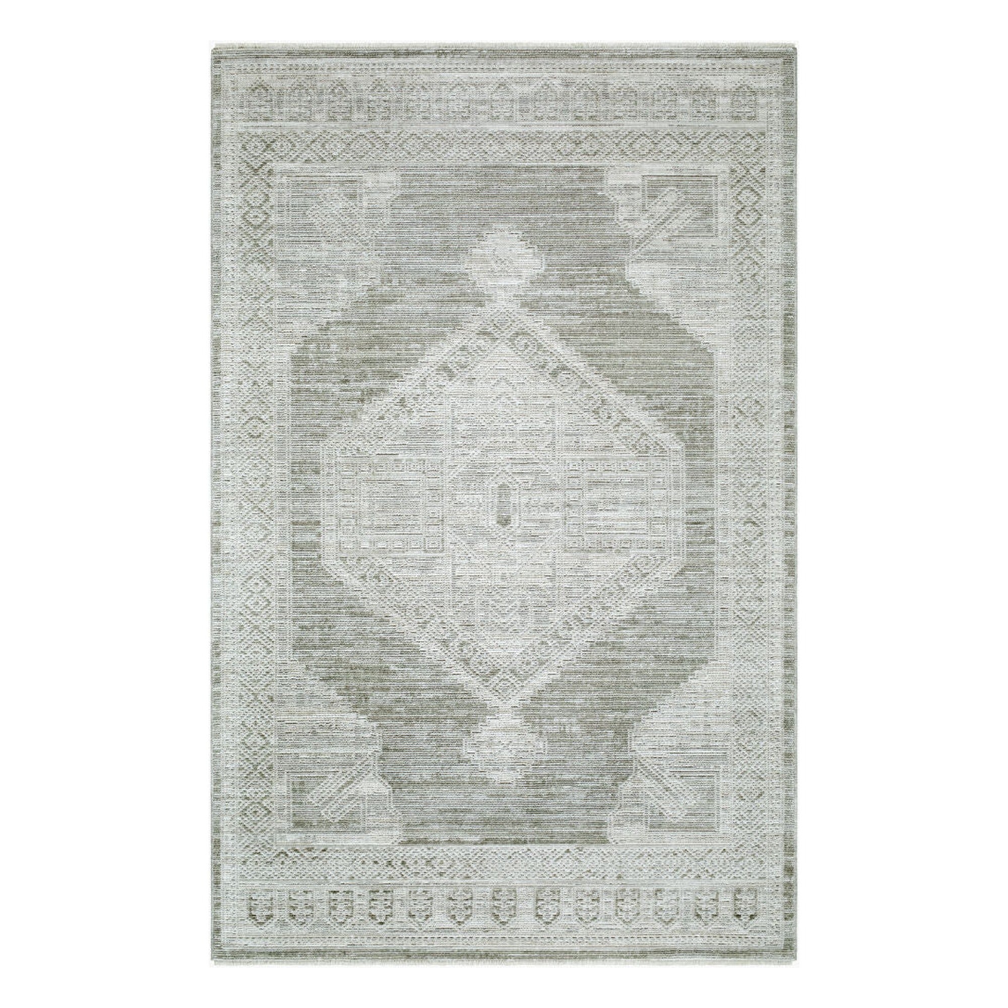 Pierre Loti Dusty Sage/Off-White Machine Woven Rug - 5' x 7'9"