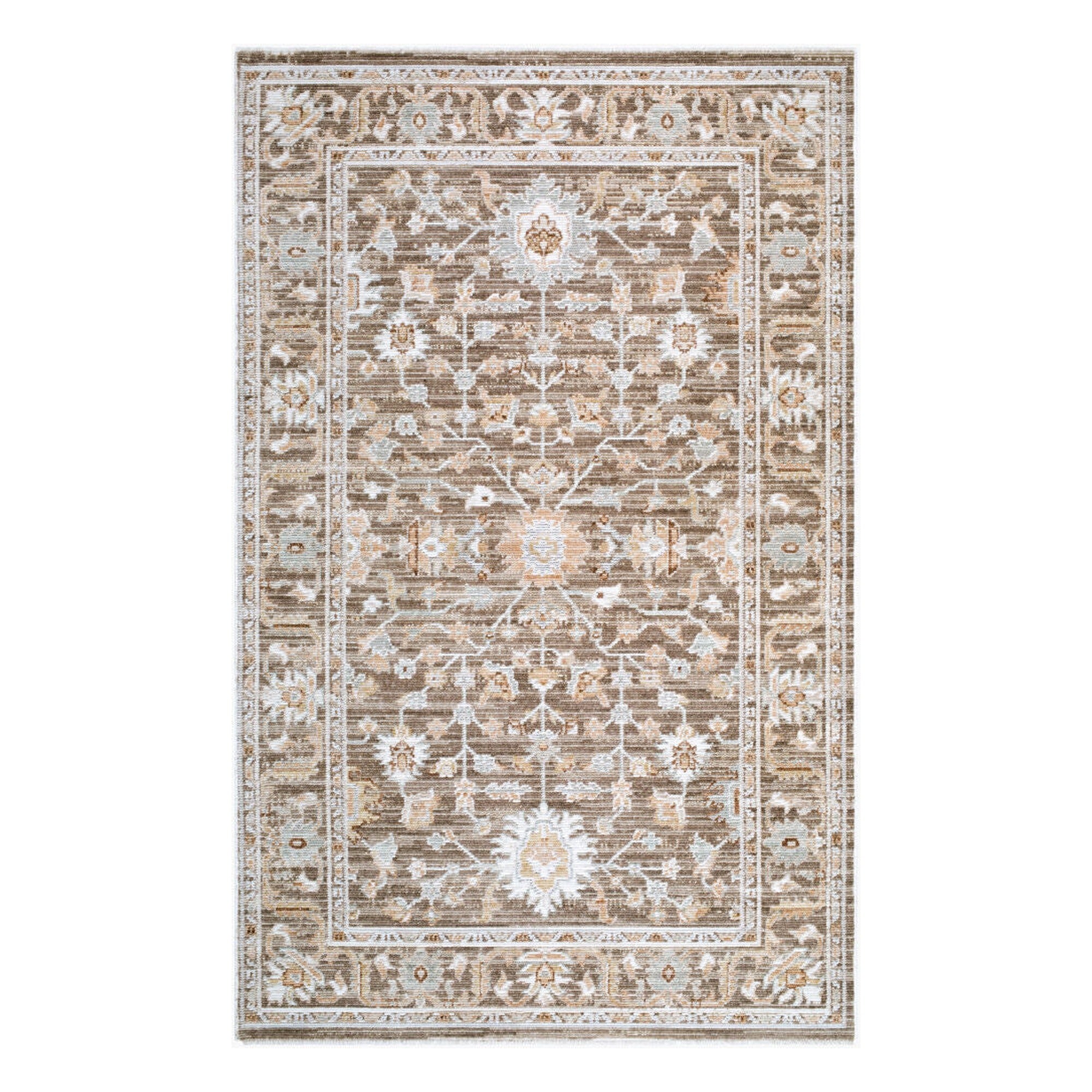 Pierre Loti Brown/Off-White Machine Woven Rug PPL-2304 - 5' x 7'9"