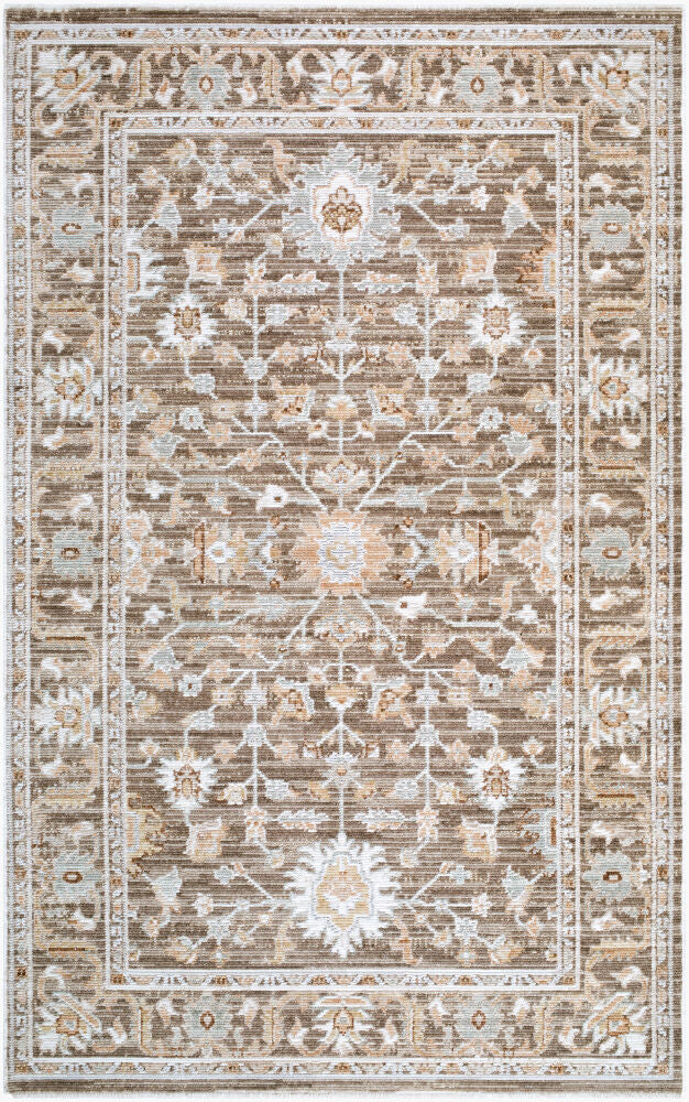 Pierre Loti Brown/Off-White Machine Woven Rug PPL-2304 - 5' x 7'9"
