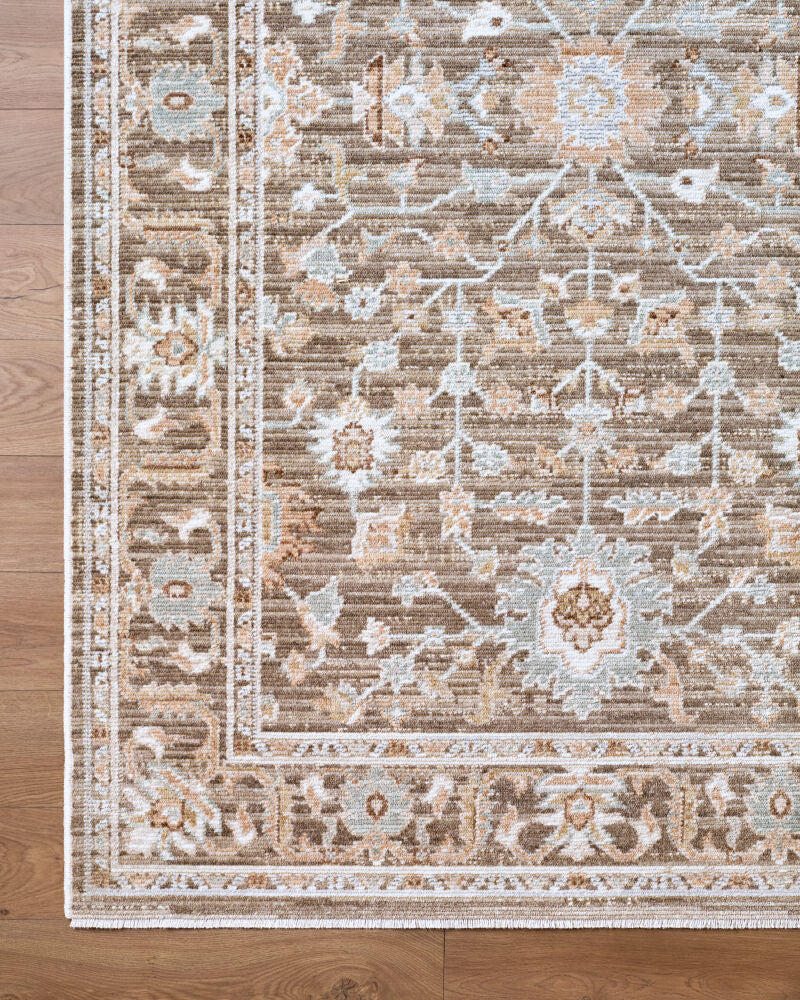Pierre Loti Brown/Off-White Machine Woven Rug PPL-2304 - overhead