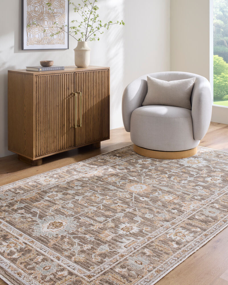 Pierre Loti Brown/Off-White Machine Woven Rug PPL-2304 - roomscene