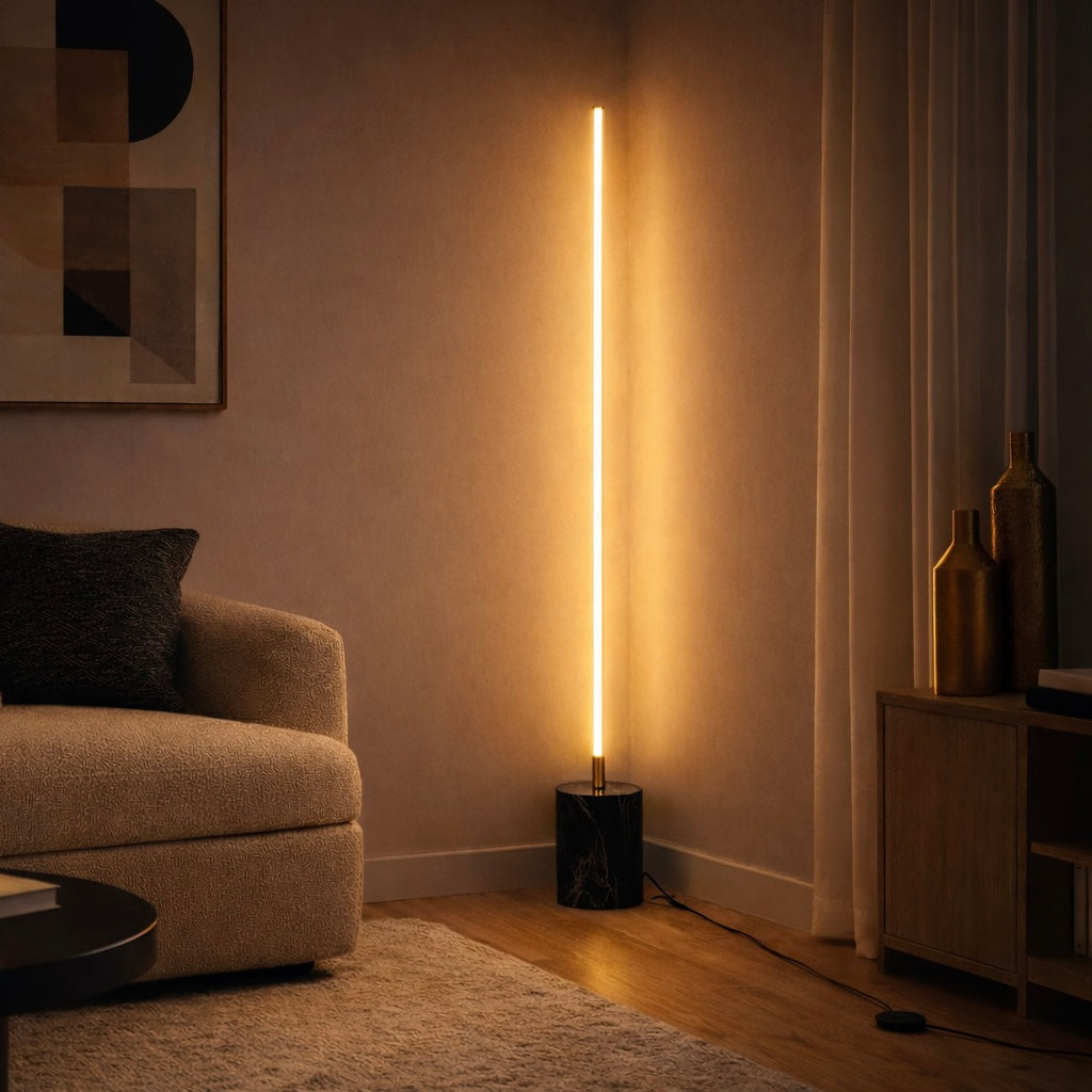 Prism LED Floor Lamp | Brassed Gold and Faux Marble Base