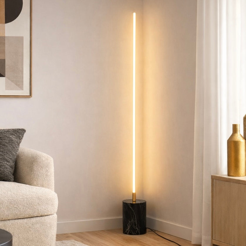 Prism LED Floor Lamp | Brassed Gold and Faux Marble Base