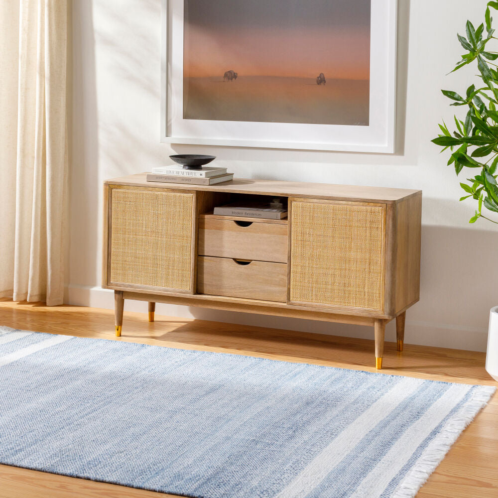 Primrose Denim/Off-White Handmade Rug PRM-2302 - roomscene