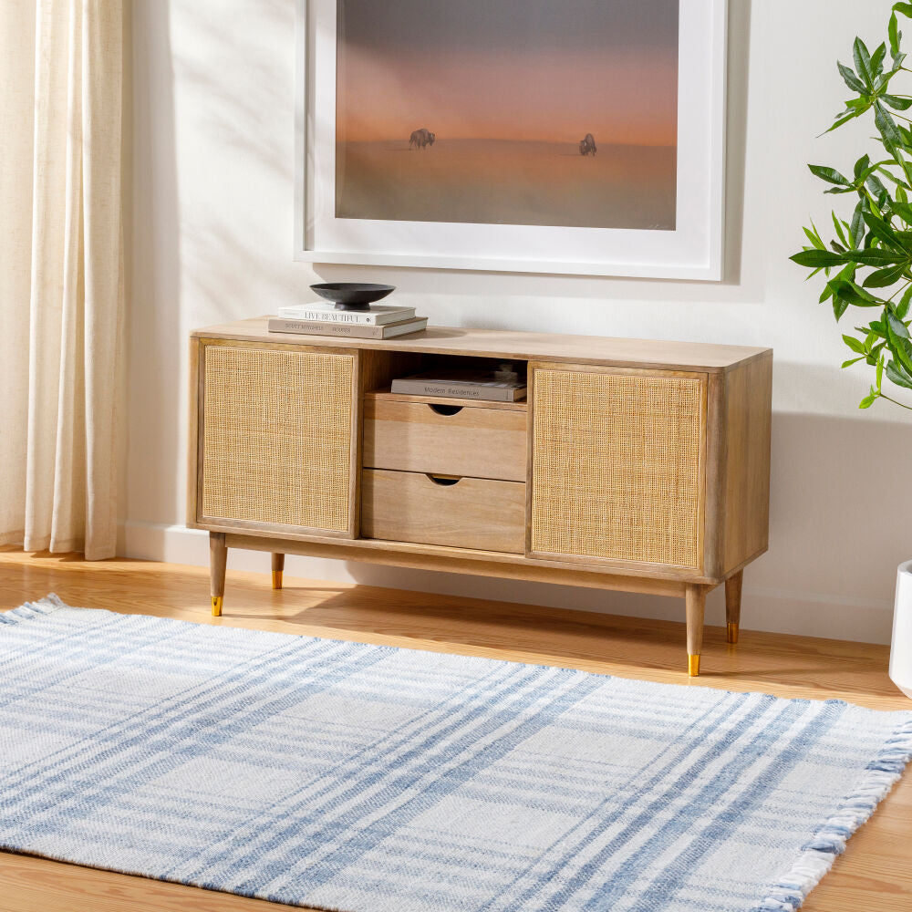 Primrose Denim/Off-White Handmade Rug PRM-2304 - roomscene