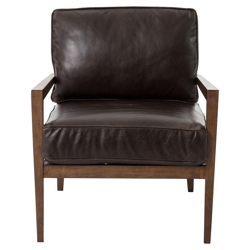 Kyrie Modern Classic Brown Leather Angular Armchair
