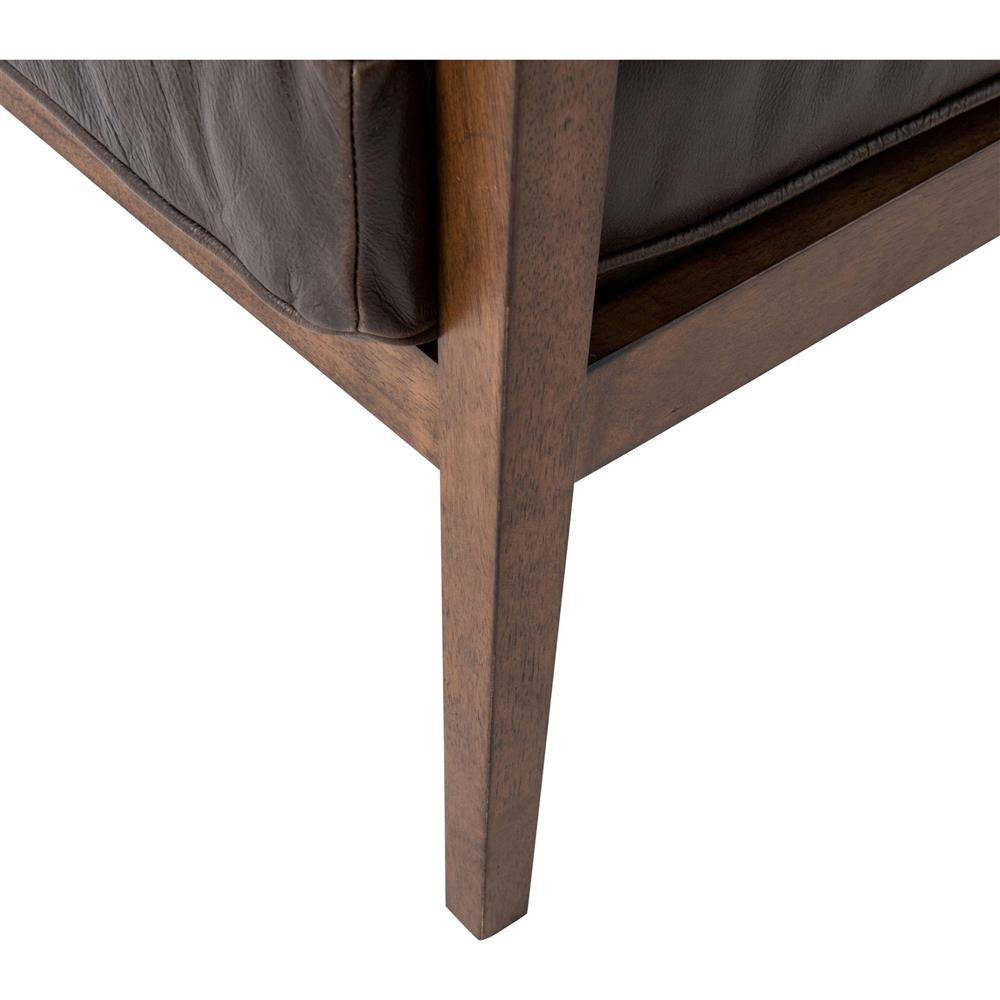 Laurent Wood Frame Brown Leather Accent Chair