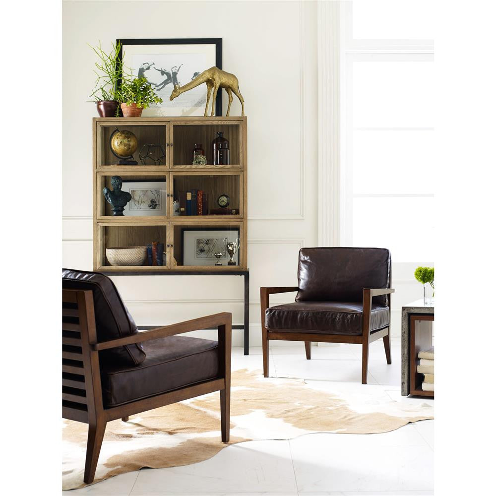 Laurent Wood Frame Brown Leather Club Chair
