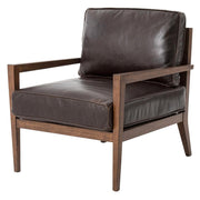 Laurent Wood Frame Brown Leather Accent Chairs