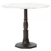 French Industrial White Marble Top Round Bistro Table
