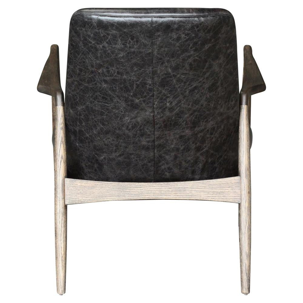 Braden Mid-Century Modern Black Leather Club Chair