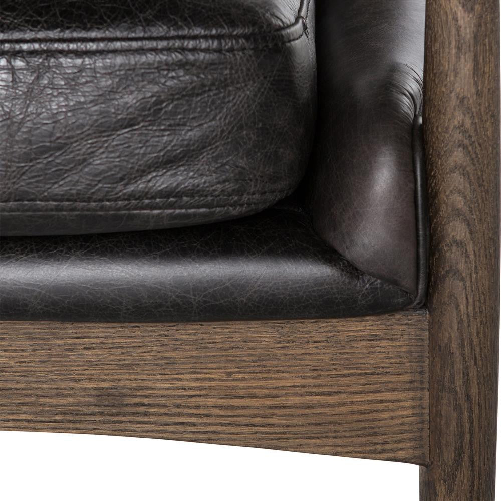 Braden Mid-Century Modern Black Leather Club Chair